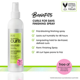 All About Curls spray in use on curly hair to reduce frizz and define