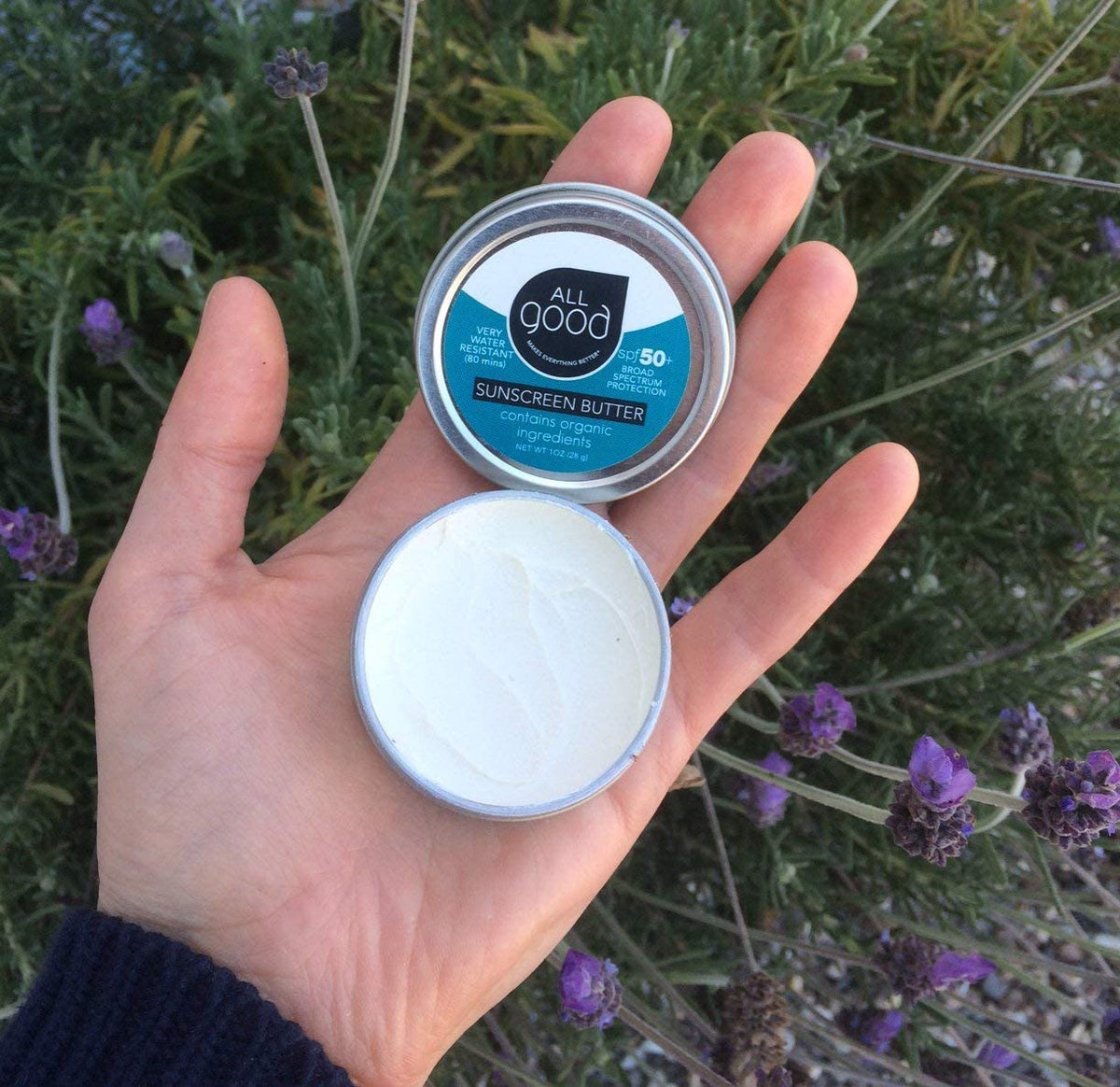 All Good sunscreen ingredients close-up with beeswax and oils showing hydration benefit
