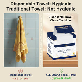ALL- LUCKY towel used on baby face showing gentle, soft care
