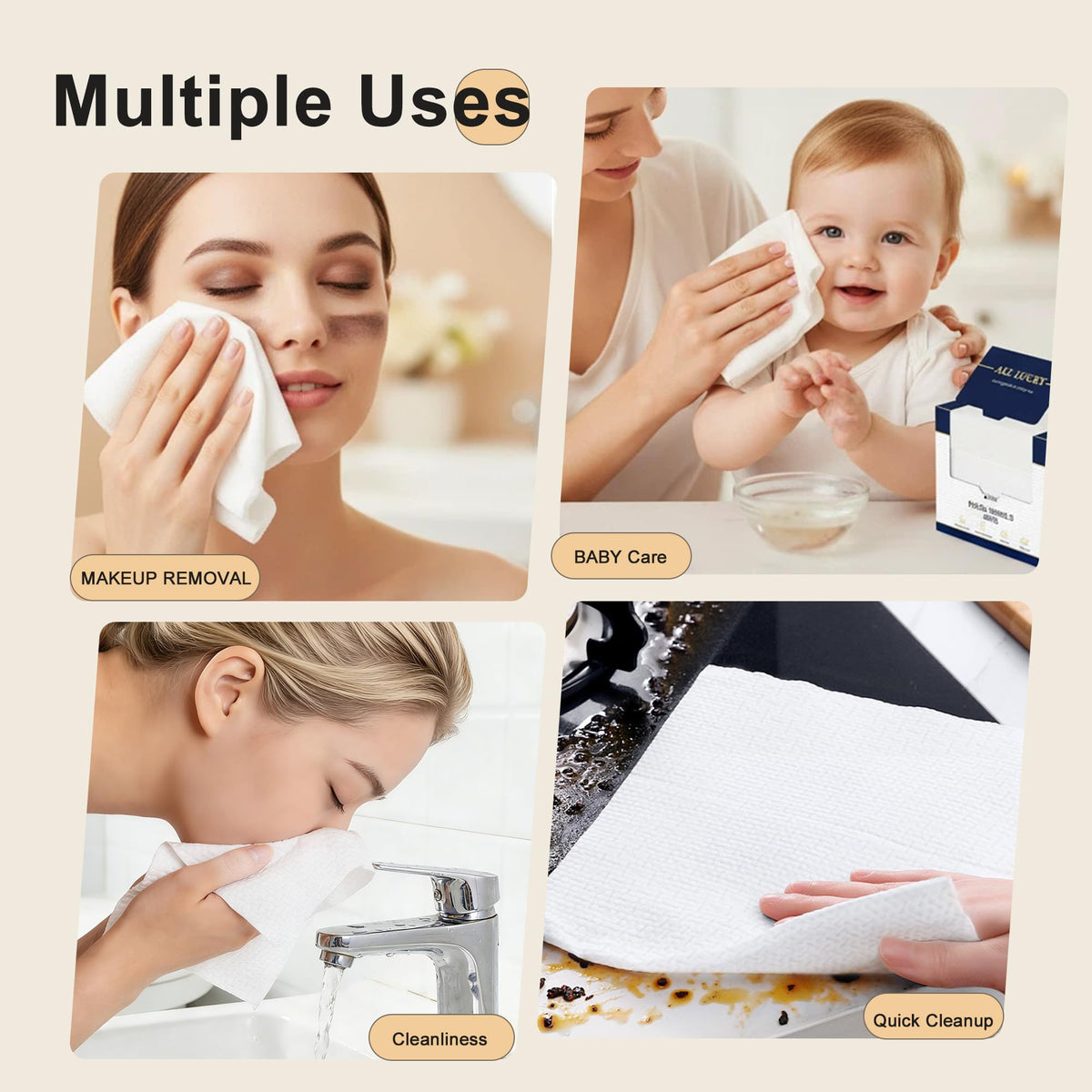 ALL- LUCKY single towel flat showing large 10x12 inch coverage