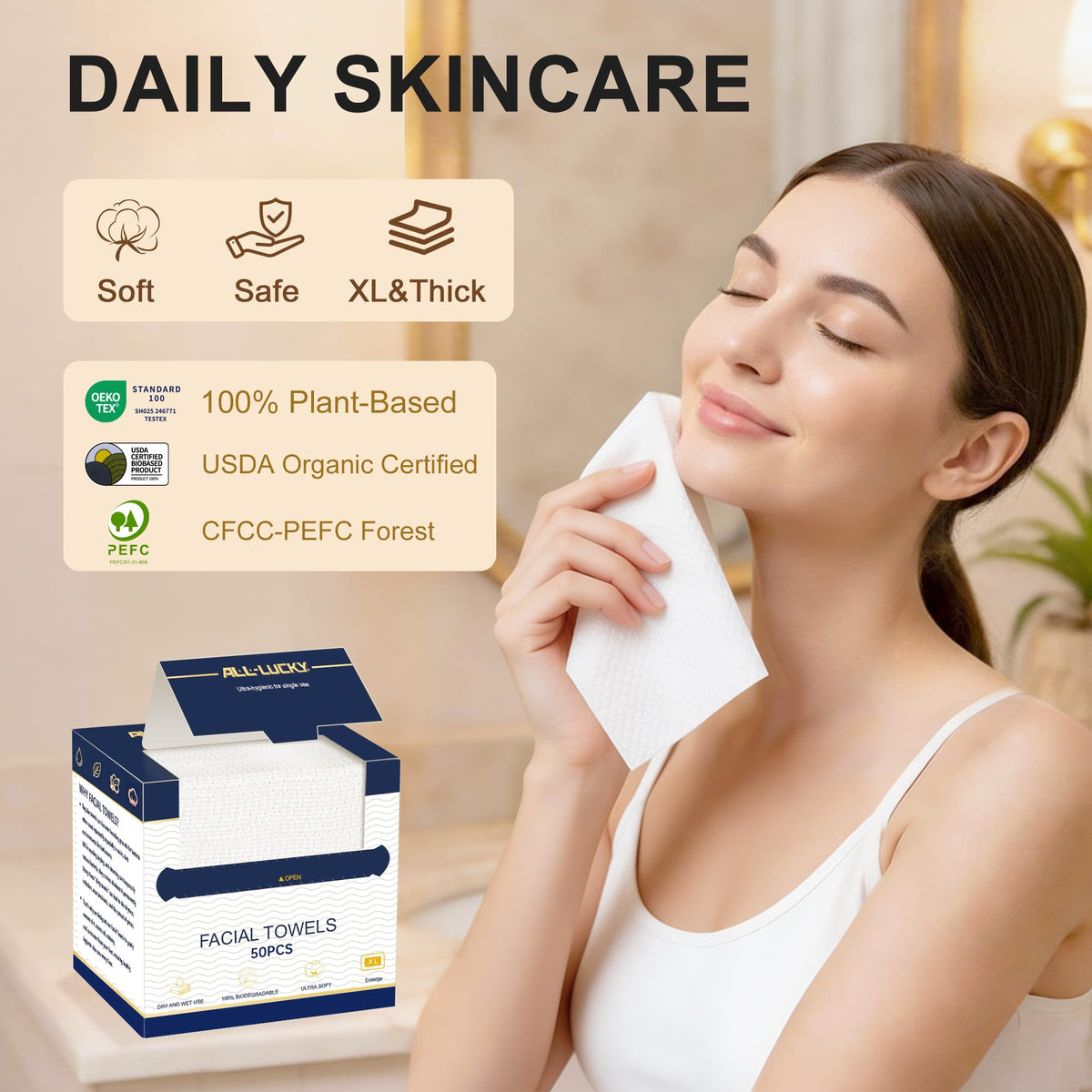 ALL- LUCKY towel held wet showing strong absorbency and durability