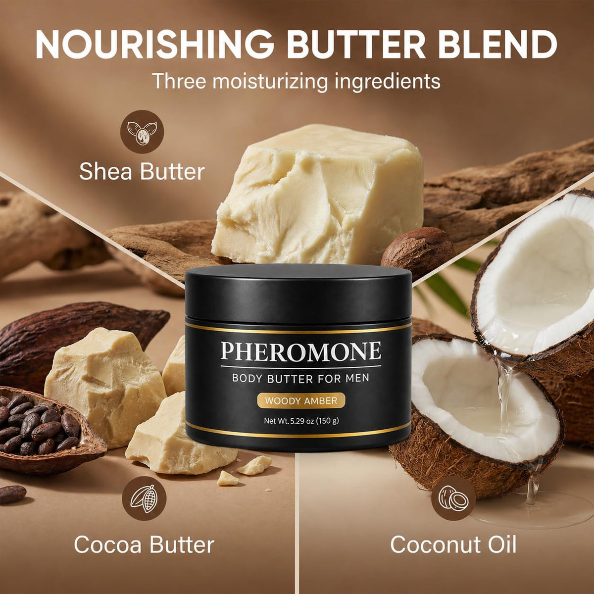 Allaura Beauty ingredients label close view showing shea cocoa coconut benefits