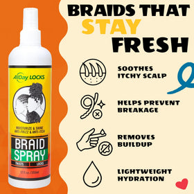 AllDay Locks mist on braided hair in lifestyle scene adds shine