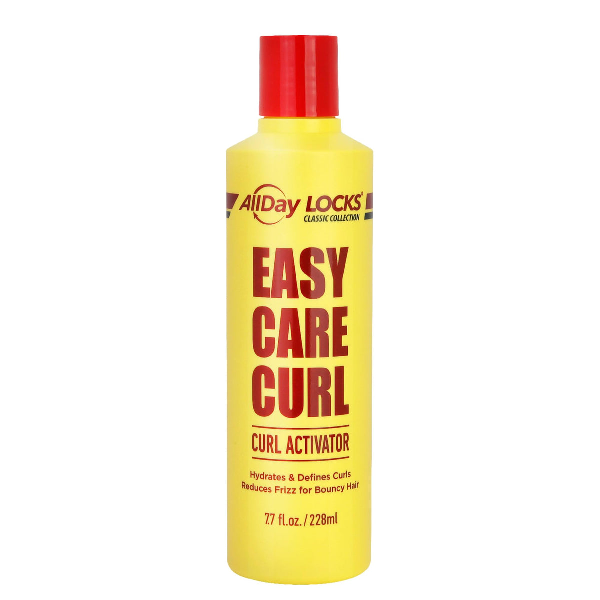 AllDay Locks front bottle showing label and 7.7 oz size benefit of clarity