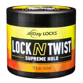 AllDay Locks jar front packaging showing product and branding for strong hold