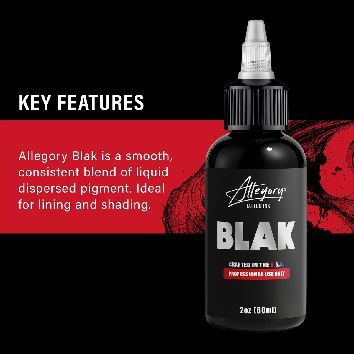 Allegory BLAK open bottle with twist cap visible for easy, controlled dispensing