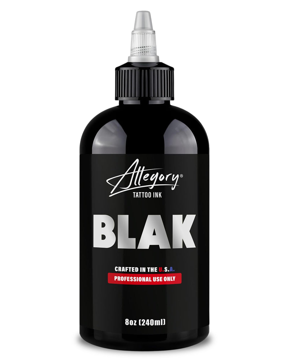 Allegory BLAK front bottle showing clear PET packaging and tamper top for professional use