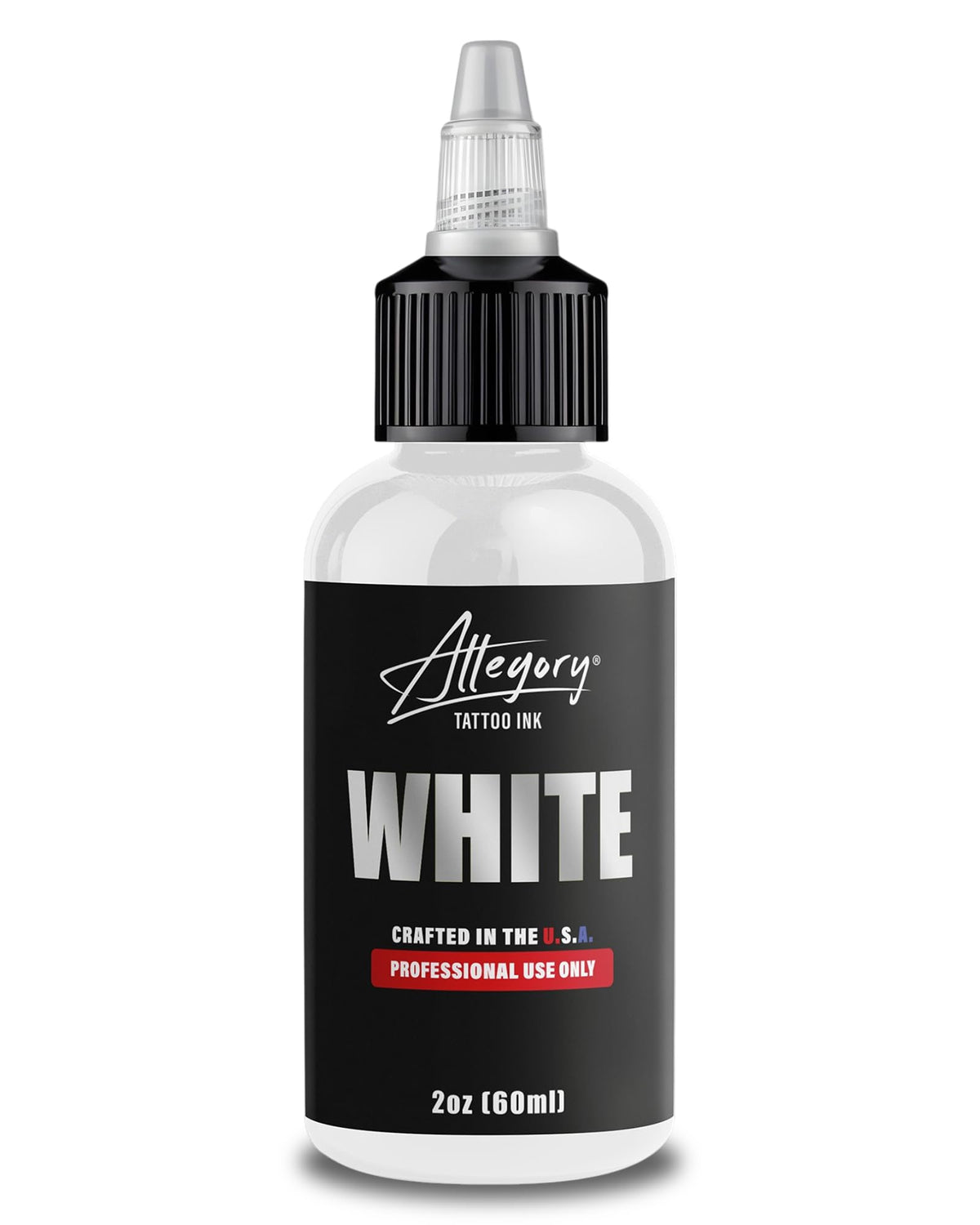 Allegory white front label showing product clarity and brand trust