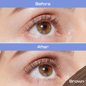 ALLEYOOP mascara brown texture on brush highlighting lightweight tubing formula benefits