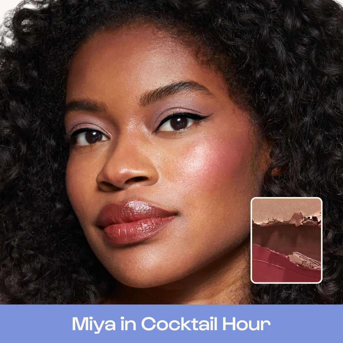 ALLEYOOP open palette with mirror revealing blush bronzer and highlighter shades