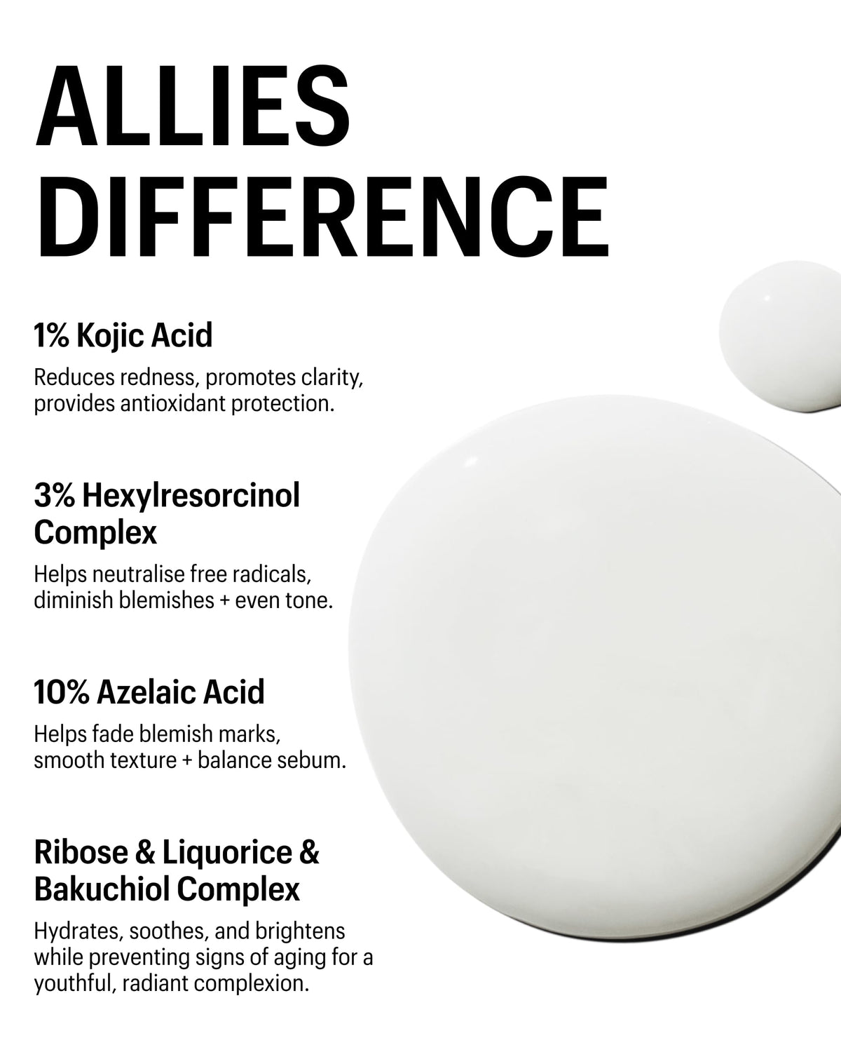 Allies of Skin serum spread on skin showing smooth absorption benefit