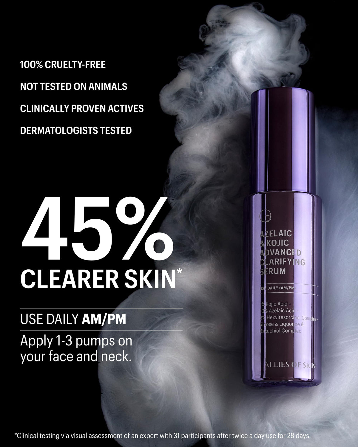 Allies of Skin bottle on bathroom shelf in natural routine setting