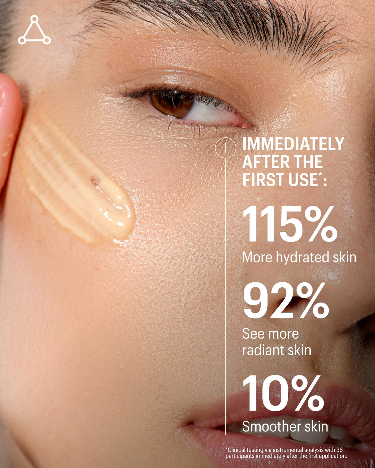 Allies of Skin cream spread on cheek to show application and lightweight finish