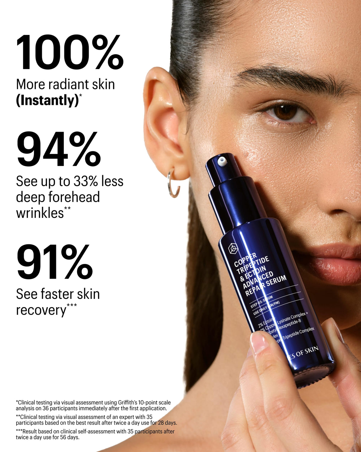 Allies of Skin label ingredients closeup highlighting copper tripeptides and ectoin for resilience