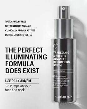 Allies of Skin next to a coin to show 1.6 fl oz size and portability for travel convenience