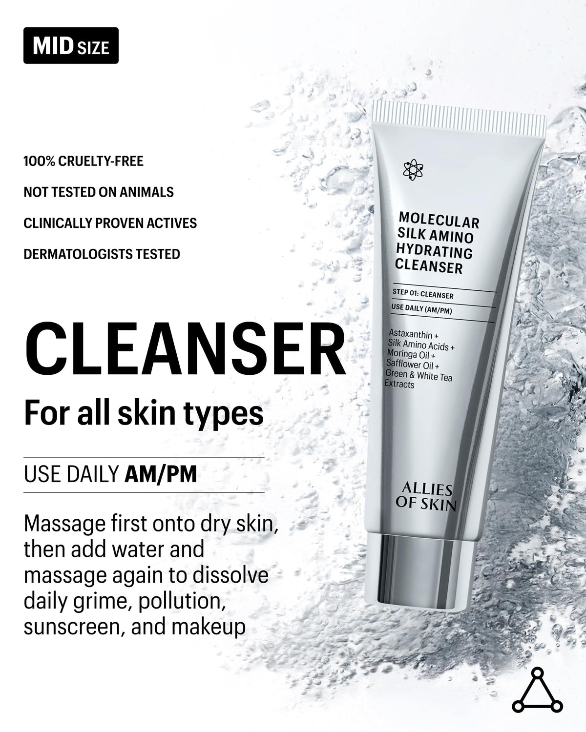 Allies of Skin foamy lather on hand showing gentle cleaning and softening effect