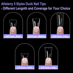 Allstarry salon DIY lifestyle shot of user applying duck tips for event-ready nails