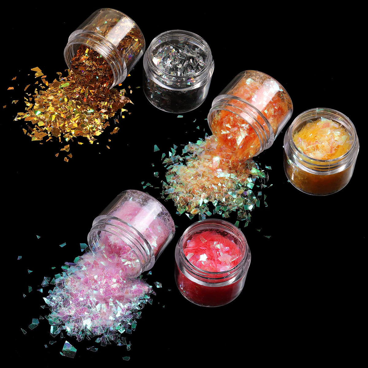 Allstarry nail application with flakes creating salon-quality mermaid shimmer