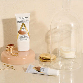 Almay concealer before and after eye-area showing visible brightening