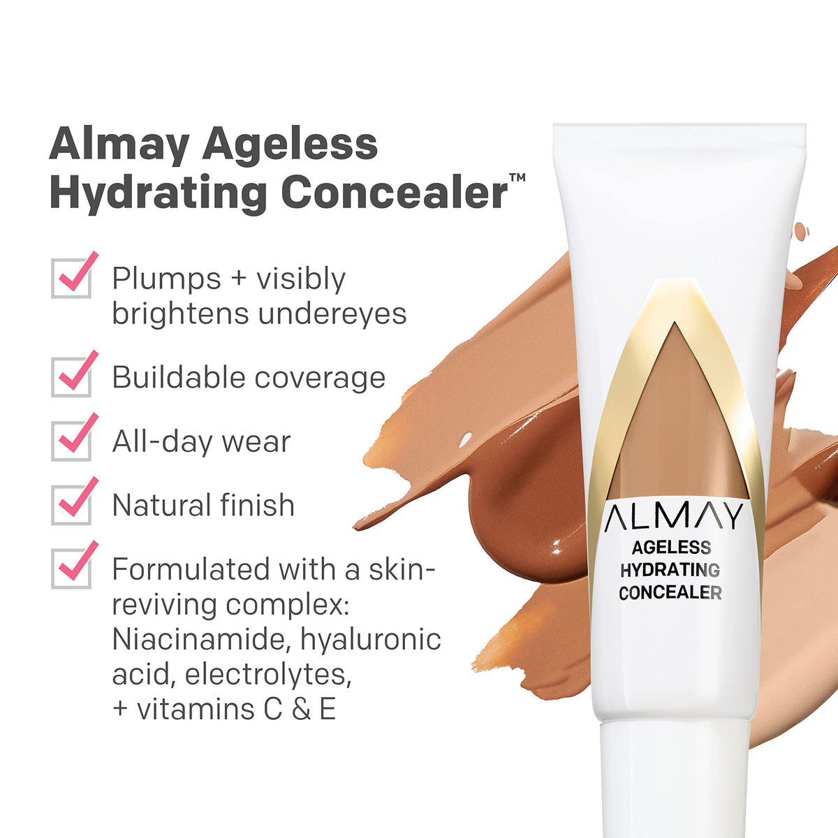Almay concealer creamy texture swipe showing smooth blendability