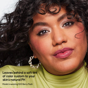Almay blended cheek application demonstrating dewy finish and glow
