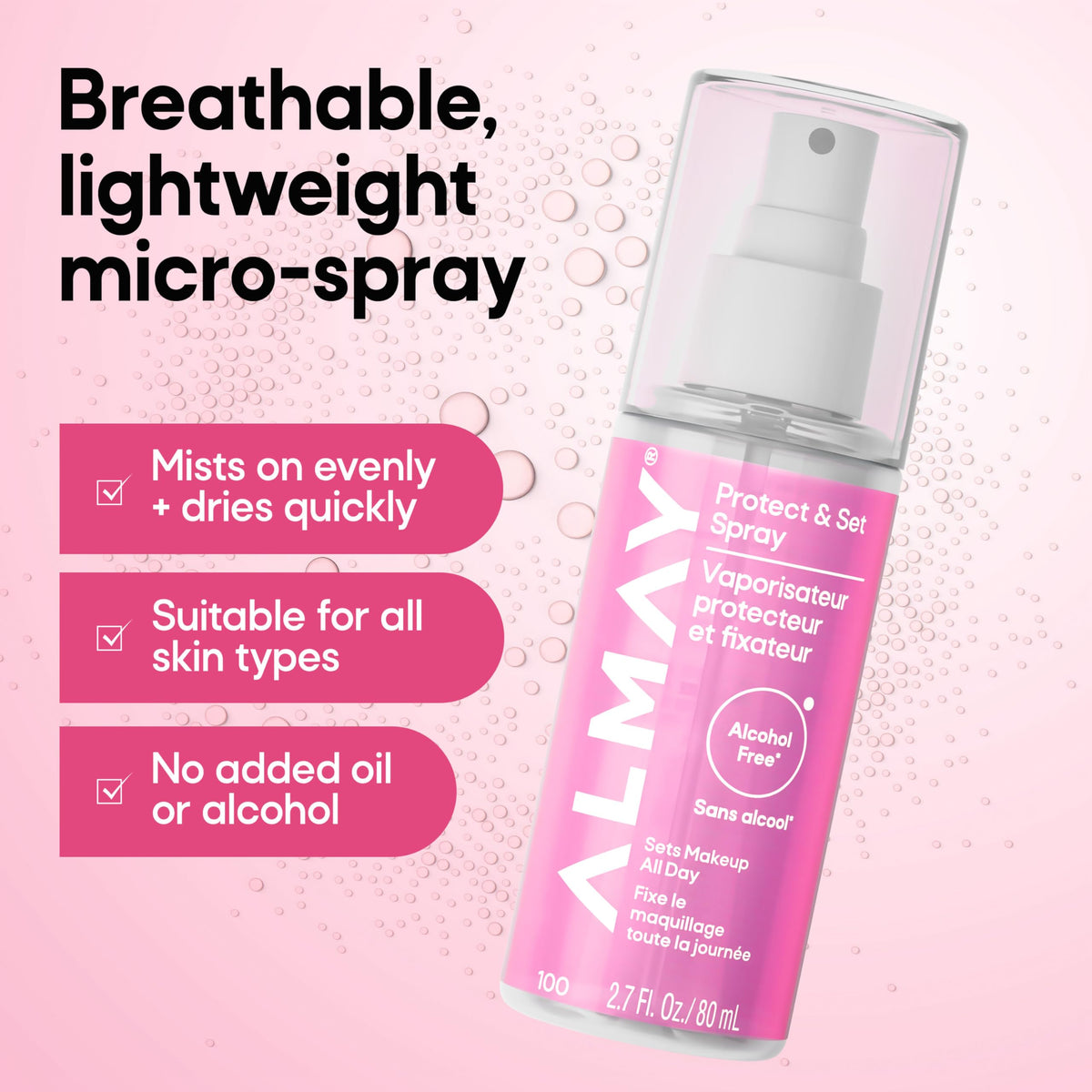 Almay bottle inside a bag showing portable refresh benefit