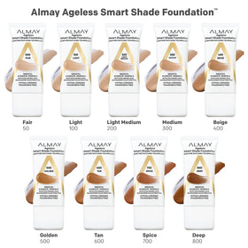 Almay bottle beside a ruler for size comparison and travel-friendly benefit