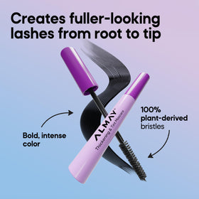 Almay wand close-up with plant-derived bristles for even, soft application
