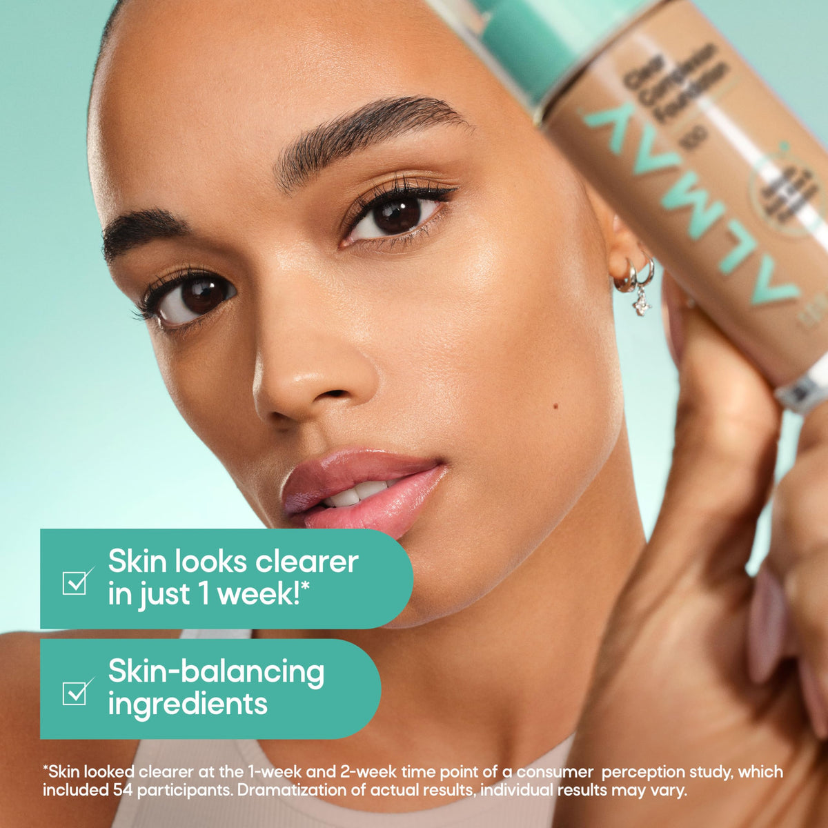 Almay close-up texture of foundation highlighting blendable smoothness
