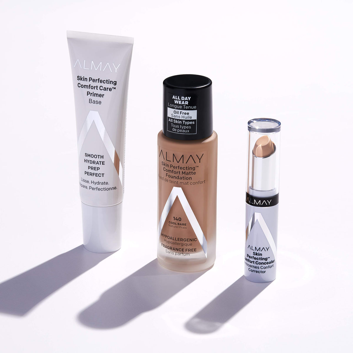 Almay concealer packaging label close-up highlighting ingredients and claims
