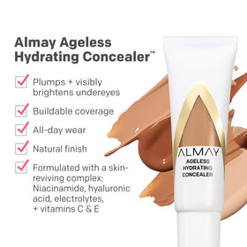 Almay texture swatches demonstrating buildable coverage and hydration