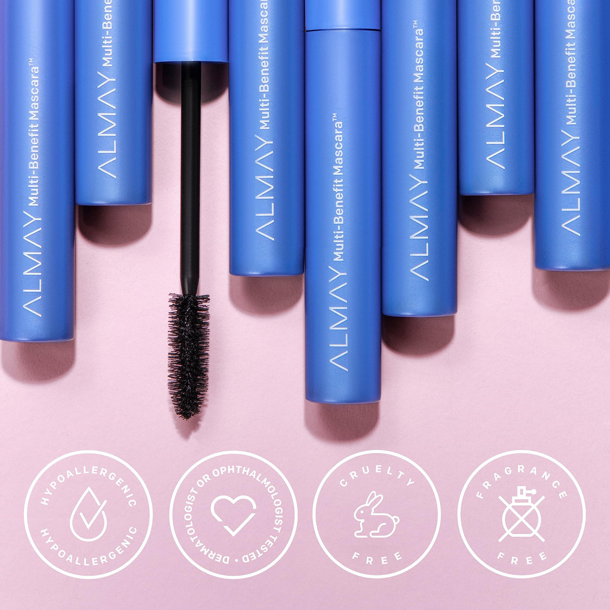 Almay eyeliner drawn along upper lash line showing crisp line for long-wear benefit