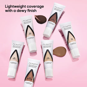 Almay application with sponge shows seamless, streak-free blending benefit