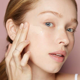 Almay blended foundation side-by-side showing natural luminous finish