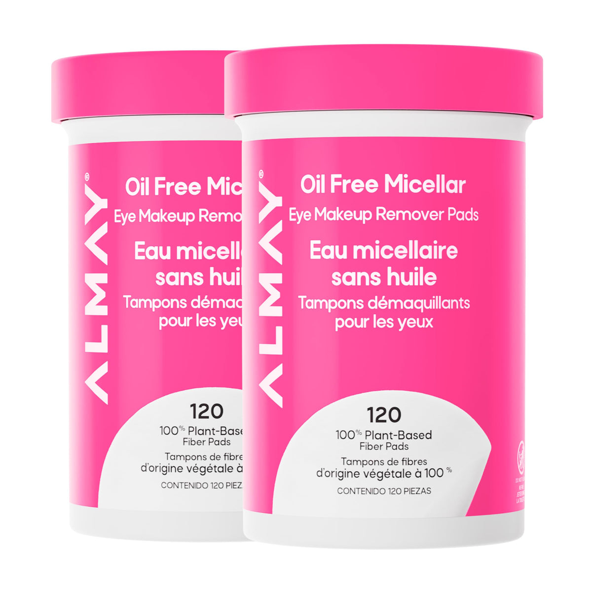 Almay jar front view showing micellar eye makeup remover pads and clean presentation benefit