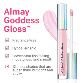 Almay close-up of flocked applicator delivering even gloss coverage