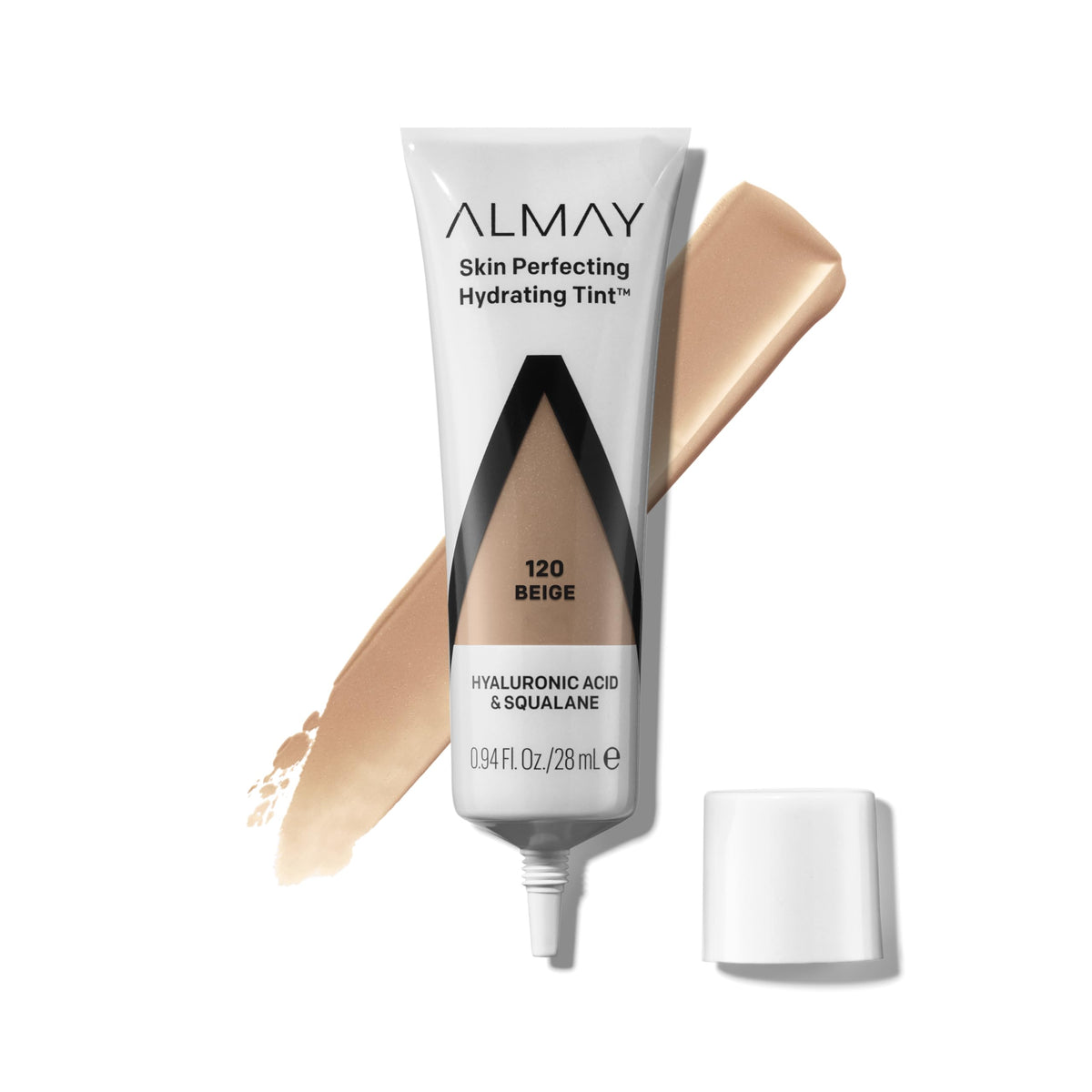 Almay front packaging shows tube and shade 120 Beige for easy selection