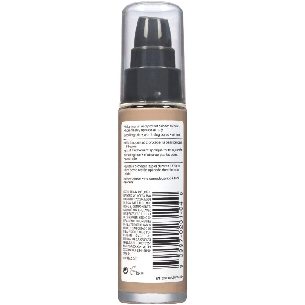 Almay woman applying foundation, showing easy blending and long-wear benefit