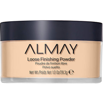 Almay loose powder front packaging showing shade and benefits