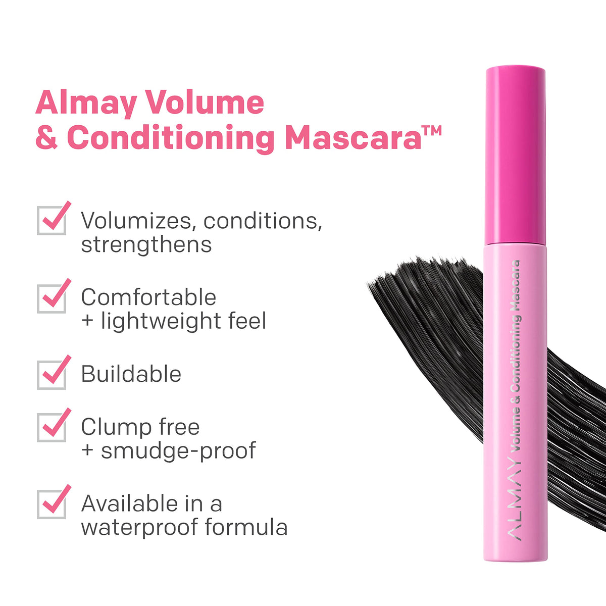 Almay before and after lashes showing fuller, fanned volume