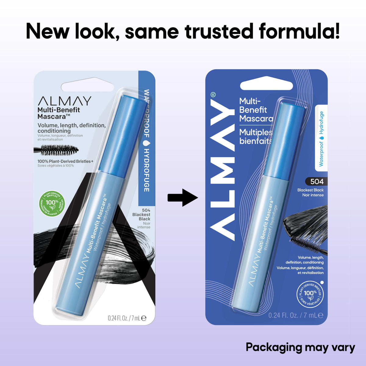 Before and after lashes using Almay mascara demonstrating volume