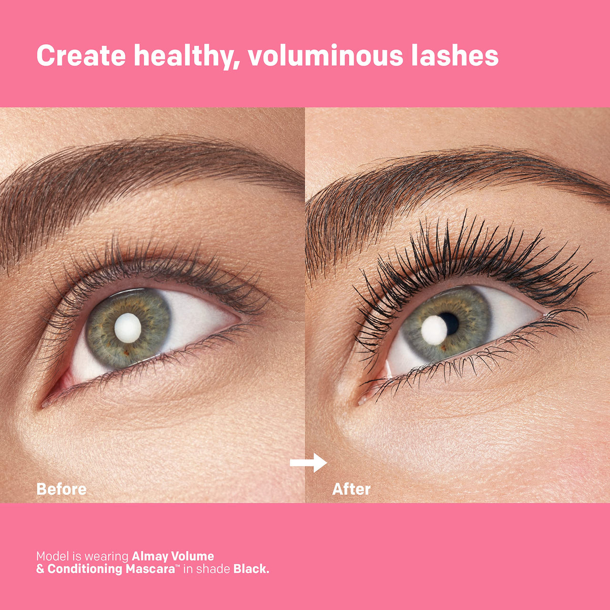 Almay model applying mascara for natural-looking hydrated lashes