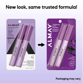 Almay mascara on model demonstrating smudge-proof wear and definition