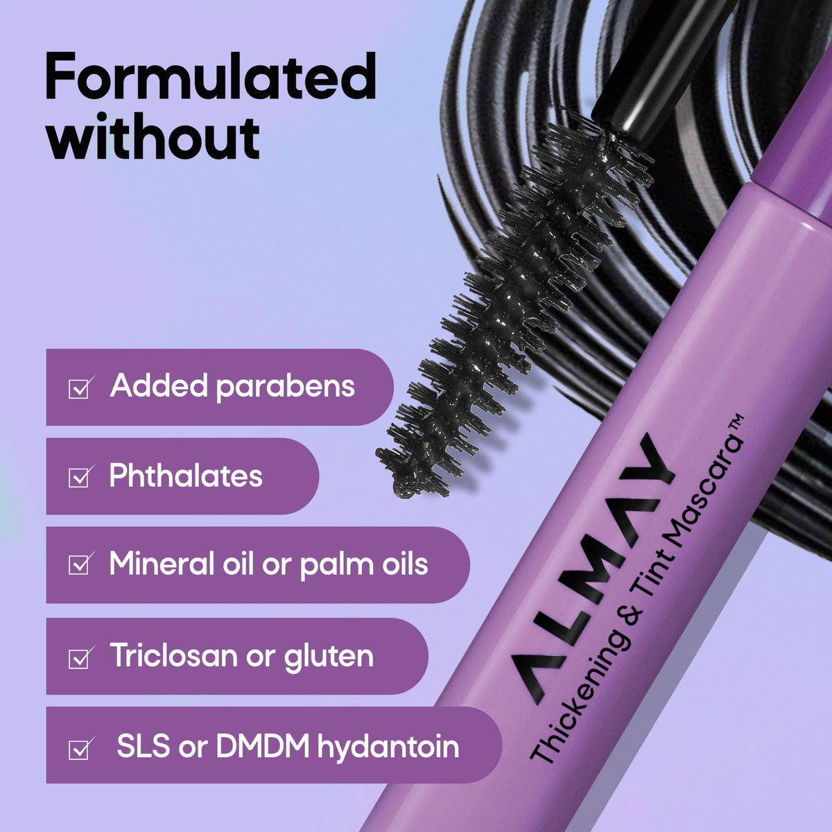 Almay mascara on vanity showing daily routine and gentle-care appeal