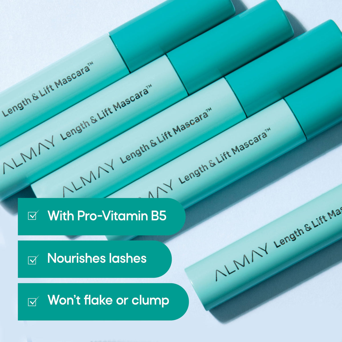 Almay applied on lashes side profile showing visible lift and length