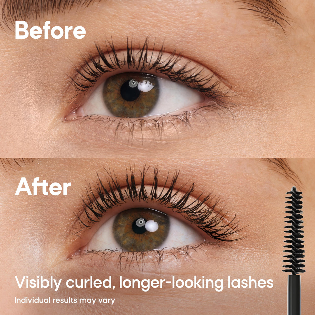 Almay mascara brush stroke showing formula texture for smooth application benefit