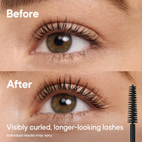 Almay mascara brush stroke showing formula texture for smooth application benefit