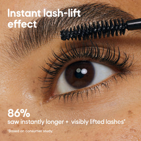 Almay mascara texture on hand illustrating smooth, buildable formula