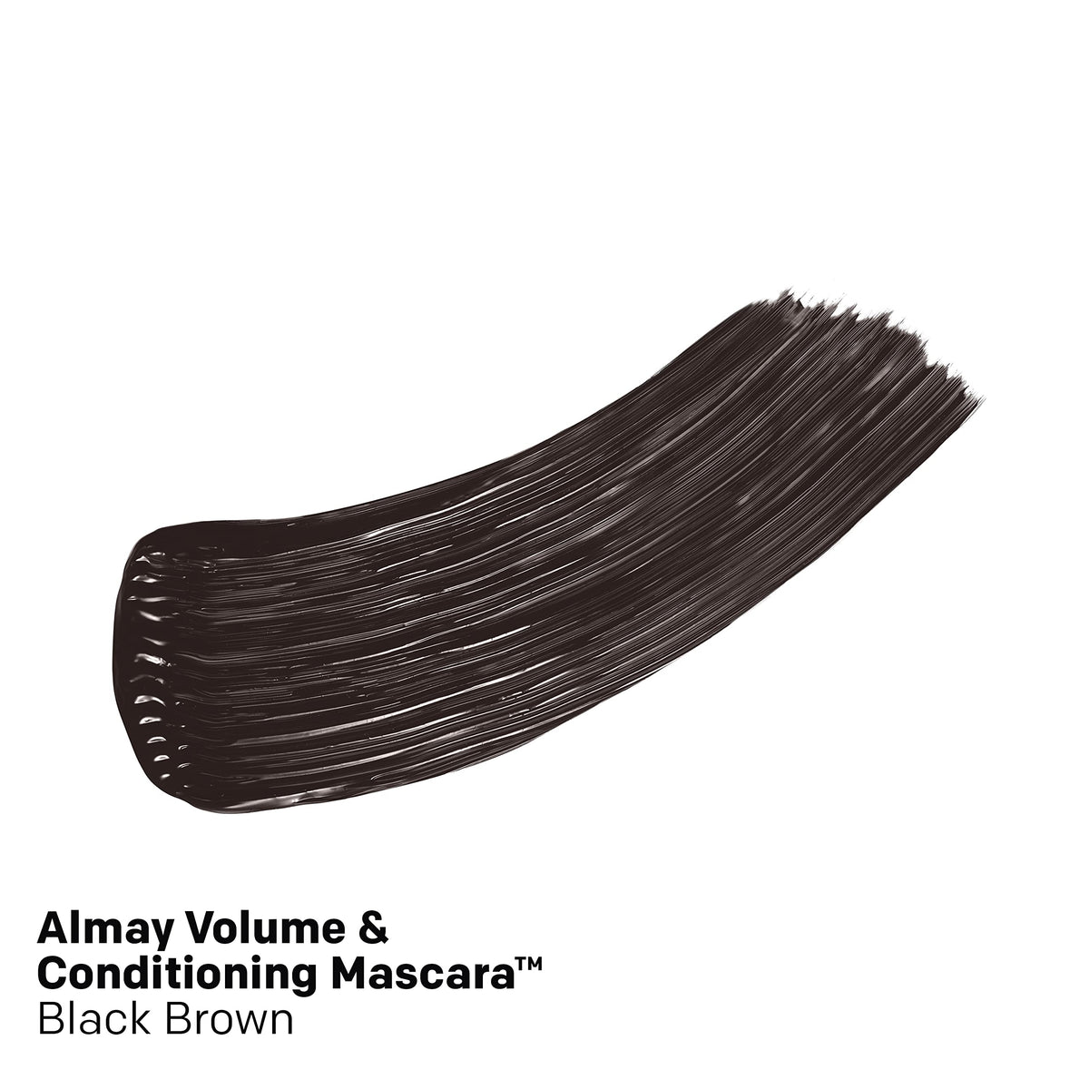 Almay brush close-up with peanut-shaped bristles for even coating