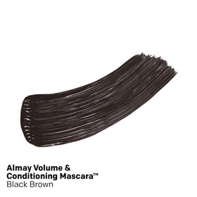 Almay brush close-up with peanut-shaped bristles for even coating